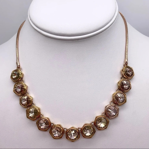 Henri Bendel Rose Gold Hex Crystal Slide Necklace NWT - Picture 1 of 7